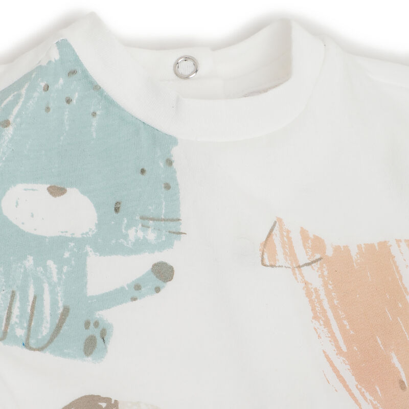 Infants Medium Natural Printed Outfit with Short Pants image number 4